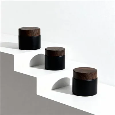 Black Glass Cosmetic Jars Black Glass Cosmetic Jars